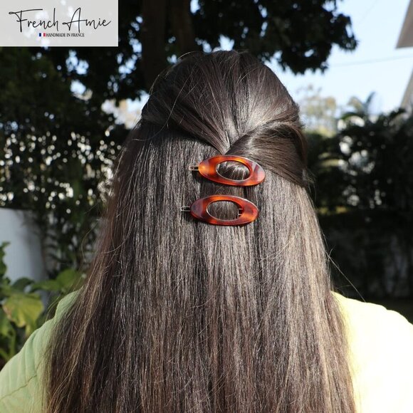 Small Celluloid Hair Clips Tortoise Shell 2 Pcs Women\'s Hair Accessories